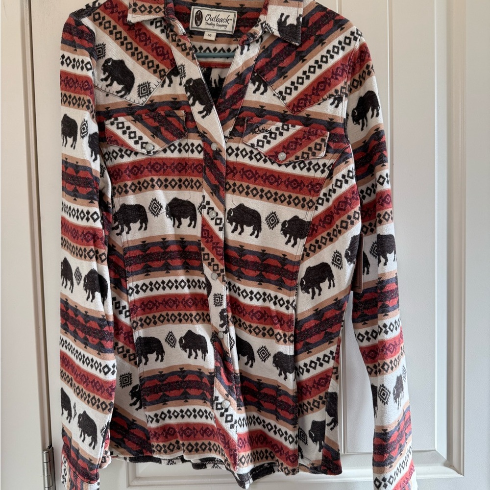 Outback Women's Patterned Blouse - Red and Black